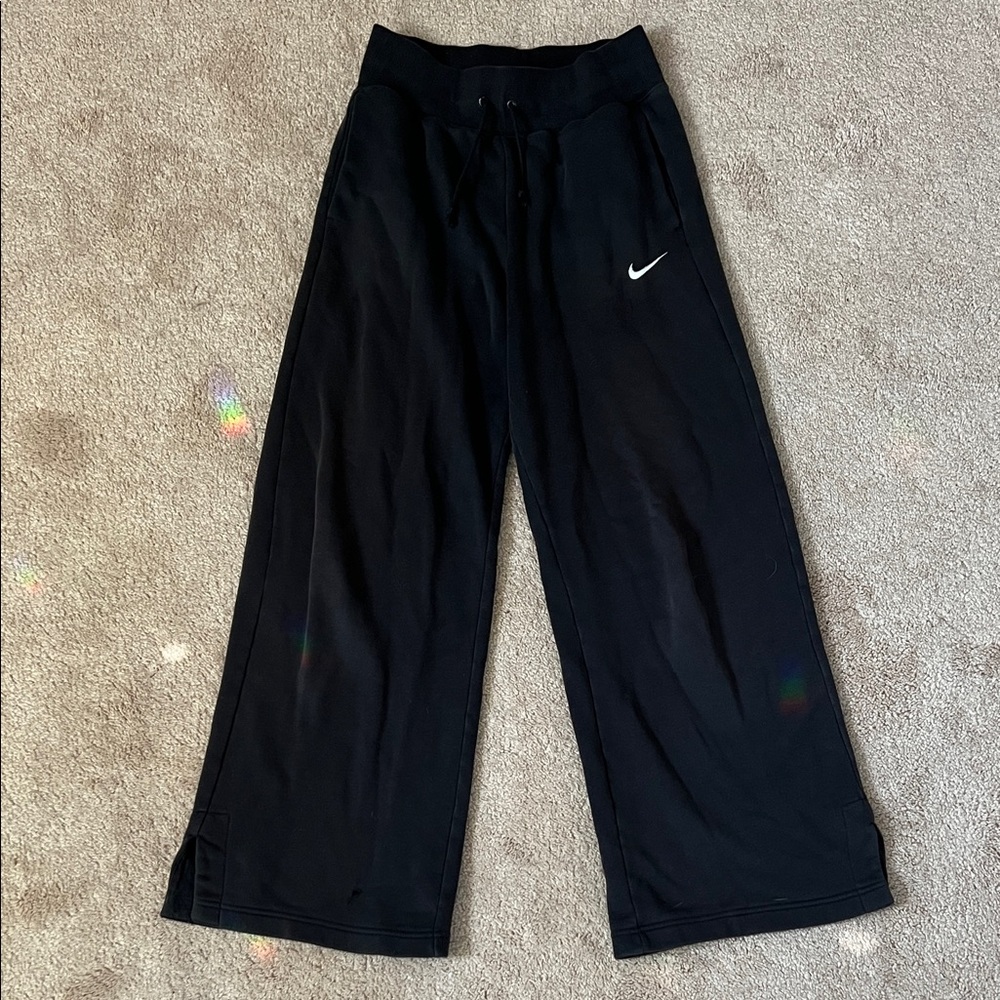 Nike wide leg Black Joggers with Logo
